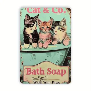Charming Vintage Cat Bathtub Metal Tin Sign Ideal for Home Office Bar Cafe and Garage Decoration