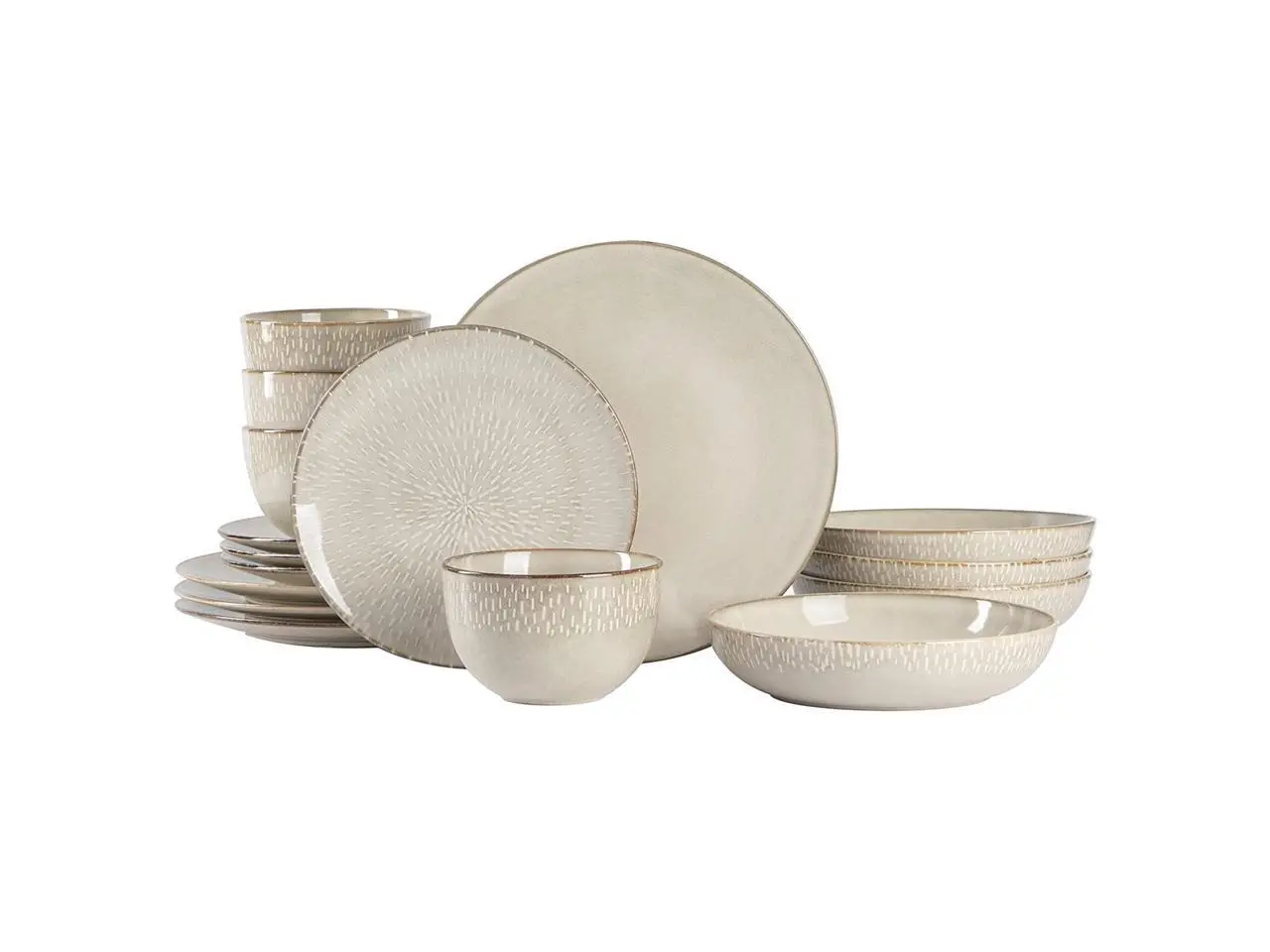 Gibson Elite Matisse 16 Piece Stoneware Dinnerware Set in Cream with Reactive Glaze