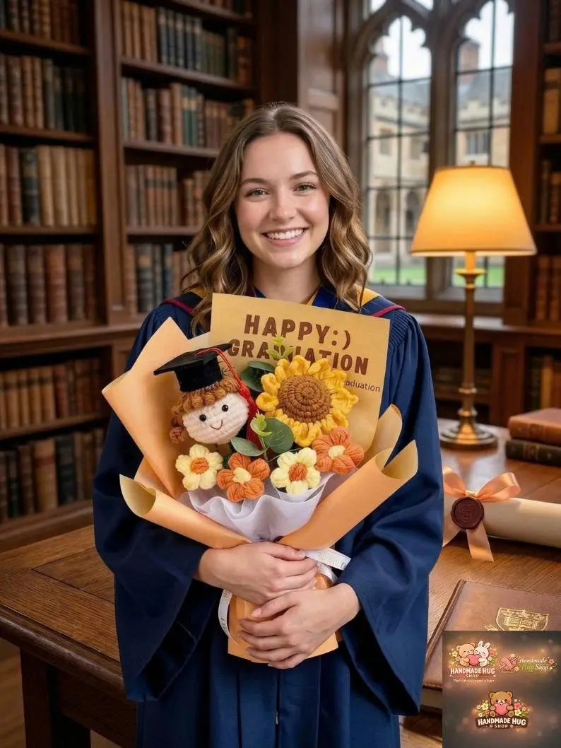 Class of 2026 Graduation Flower Bouquet Gift for Her, Handmade Congrats Grad Flowers, Cute Graduation Ceremony Present