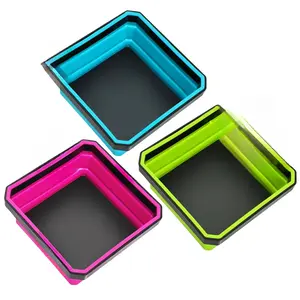 Magnetic Foldable Parts Tray Set, 3 Pack Collapsible Silicone Tool Tray Set with Double-Sided Magnetic Base for Organiz