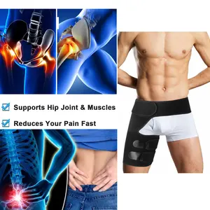 Hip Brace for Sciatica Pain Relief, Compression Groin Support Wrap for Hip Pain, Sciatica, Hip Flexor, Hamstring, Thigh, Joint Arthritis, Bursitis, Pulled Muscles, Neoprene Hip Support Brace for Men Women, Fits Waist Up to 41" Thigh Up to 27"