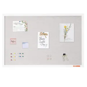【FathersDayGift】VEVOR 36"x24" White Cork Board with Linen Surface – Stylish Wall-Mounted Bulletin Board for Home,  , School, Office – Elegant & Functional Noticeboard