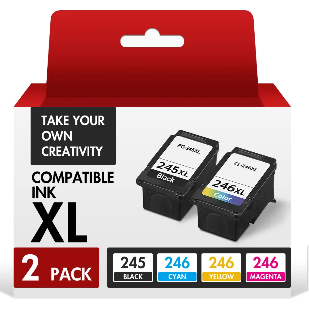 245XL 246XL Ink Cartridge Replacement for Canon PG 245 CL 246 XL (Black Color 2 Pack) for Cannon Pixma MX490 MX492 MG2522 TR4520 TR4500 TS3122 TS3322 MG2520 MG2500 MG3022 TS3320 TR4522 TS3300 MG2922