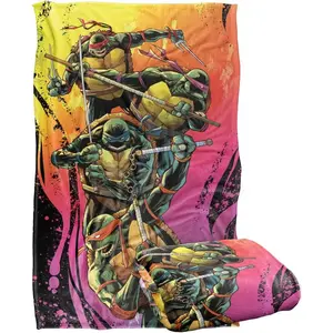 Teenage Mutant Ninja Turtles TMNT Gradient Group Splash Silky Touch Super Soft Throw Blanket, 36x58-280GSM