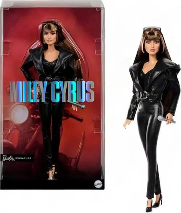 Miley Cyrus Collectible Doll - Articulated Features, Faux-Leather Accents, Sculpted to Her Likeness, Vinyl Figure, Celebrates Cultural Footprint, Ideal for Doll Collectors [COLLECTIBLES] Fashion Figurine
