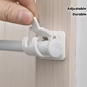 10 PCS Holeless Curtain Rod Hangers, Transparent Curtain Rod Hooks, Self-adhesive Curtain Rod Hangers, No-drill Heavy-duty Rod Hooks, Window Decor Installation, No-drill Curtain Hangers, Invisible Installation Solution