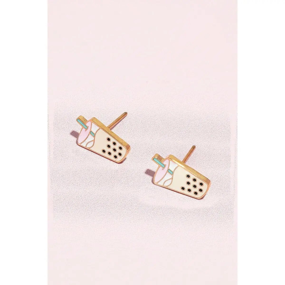 Boba Enamel Charm Stud Earrings