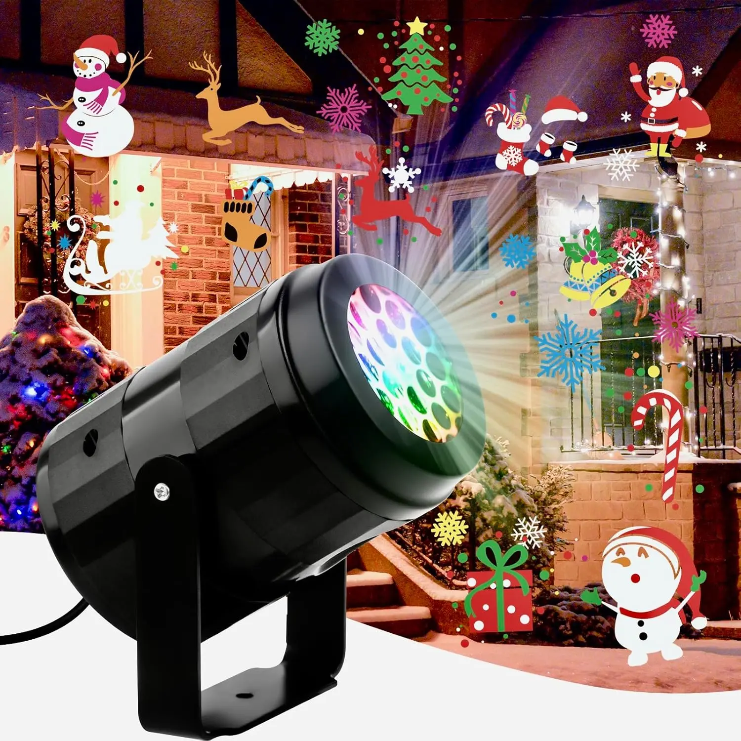 Christmas Projector Lights Outdoor Indoor with Holiday Patterns for Garden Patio Yard Wall Decor