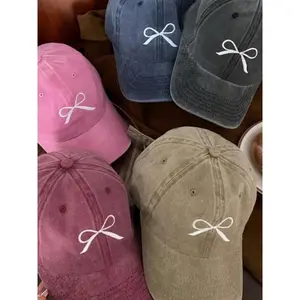 Women's Bowknot Embroidered Baseball Cap, Casual Outdoor Sports Hat, Stylish Fashion Accessory for Daily Wear
