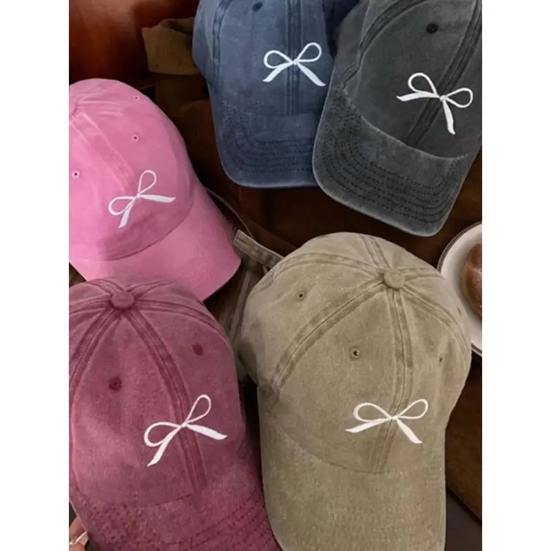 Women's Wool Round-Top Baseball Cap - Adjustable Snapback, Bowknot Embroidered, Colorful Statement Hat, Casual Trendy Outdoor Sports Accessory, Casual Trendy Hat