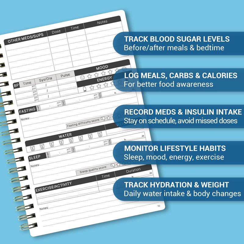 Diabetes Daily Log Book, Diabetes Food List Meal Planner, Diabetic Record Monitor for Types 1 & 2, Food & Blood Sugar, Glycemic Index (GI), Track Glucose, Carbs Calories, Insulin | A5 Spiral Bound Diabetes Daily Log Book, Diabetes Food List Meal Planner, Diabetic Record Monitor for Types 1 & 2, Food & Blood Sugar, Glycemic Index (GI), Track Glucose, Carbs Calories, Insulin | A5 Spiral Bound
