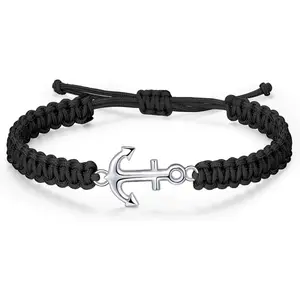 Anchor Bracelet for Men, Adjustable Hand Braided Rope Bracelet, Nautical Surf Summer  Gifts for Men