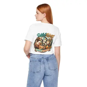 Wild West Country & Western T-Shirt — Vintage Cow Skull & Cowboy Graphic