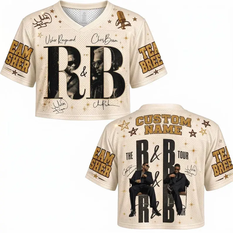 Personalized Concert Mesh Crop Jersey – Custom Name Football Shirt, Music Festival Graphic Top, Hip Hop Inspired Women's Streetwear