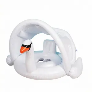 Swan-Shaped Inflatable Pool Float with Removable Canopy, Safety Seat & Anti-Tip Design, Floating Toy for Swimming Pools & Beaches