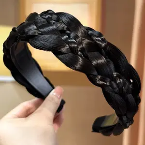 Six-Strand Braided Crown Hairband for Women, Non-Slip Teeth Inside Wig Braid Headband, Elegant Faux Braid Twisted Hair Hoop, Comfort Durable Hair Accessories for Daily, Formal Party, Halloween & New Year Outfit