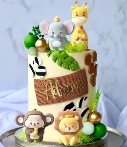LaVenty cake shed cake topper gender reveal Cute Jungle Baby Shower Cake Decoration Safari Animals Cake Decoration Wild One Cake Decoration Two Wild Cake Topper Giraffe Monkey Cake Topper