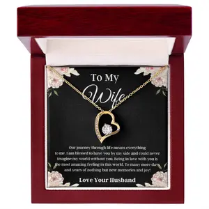 To My Wife, Our Journey, Jewelry Present, Anniversary Necklace, Gift for Wife, Wife Gift, Birthday - Gold / Silver Heart Necklace