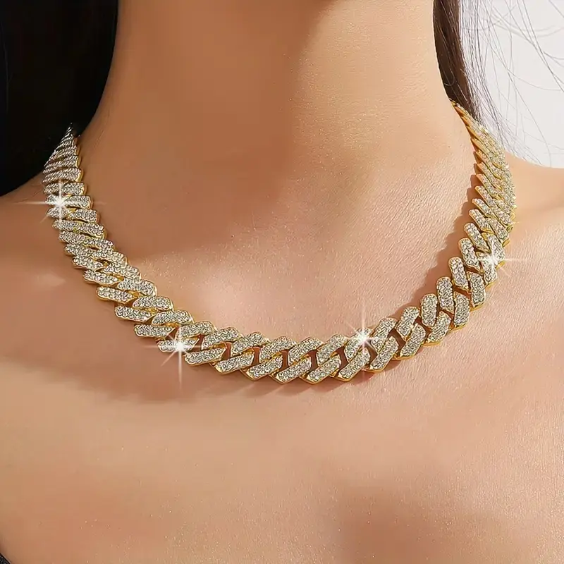 1pc 14MM Fashion Hip Hop Necklace, Bracelet Punk Cuban Chain Jewelry Charm Choke Necklace Suitable for trendy items in various occasions necklace jewelry