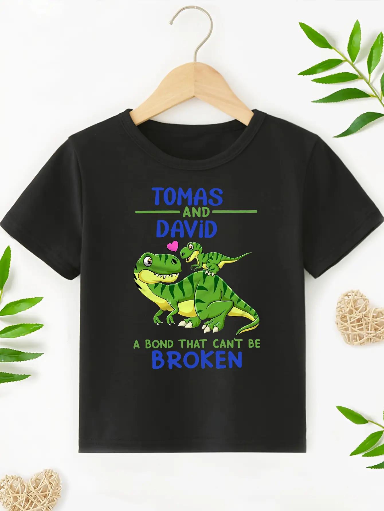 Personalized T-Shirt Featuring Dinosaur Design for Two Best Friends, NAME1 And NAME2, Celebrating Their Lifelong Friendship (3-13Y)