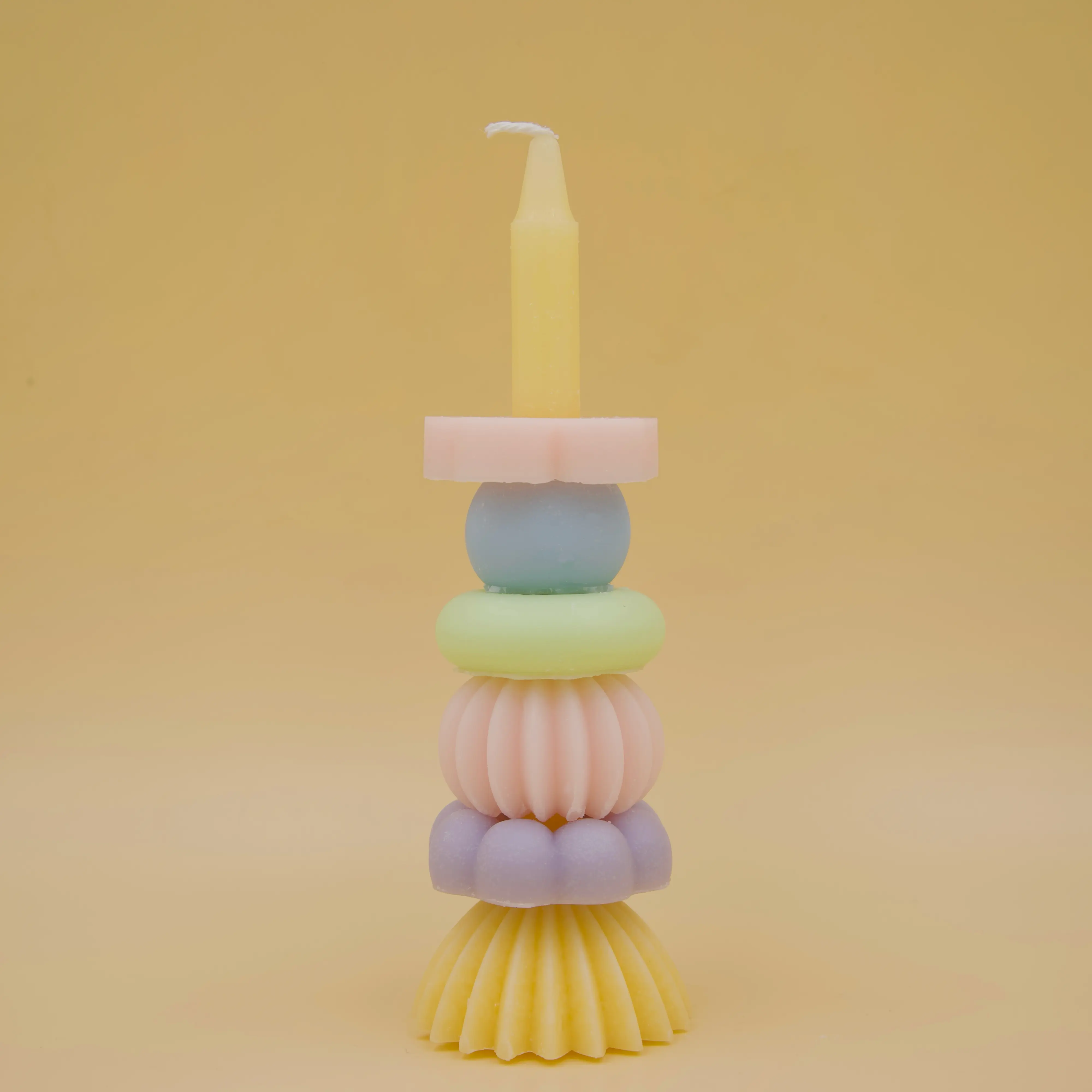 Modular Taper Candle Pastel Rainbow Mix Match Design Unique Stackable Candle for Home Decor