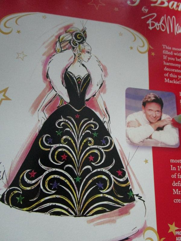Bob Mackie 2006 Holiday Barbie Doll - New Collectible Toy with Black Gown Gold Star Designs & White Fur Collar