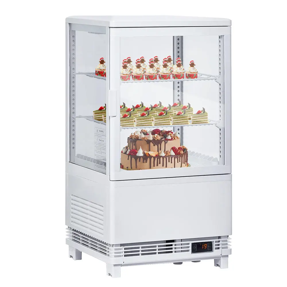 【GARVEE】Commercial Refrigerator Display Case with Double-Layered Glass and LED Lighting, 2.0-2.1 Cu.Ft Capacity, Frost-Free Air Cooling, Locked Door, Ideal for Bakery, Store, and Office Use