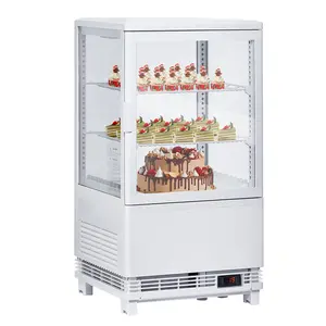【GARVEE】Commercial Refrigerator Display Case with Double-Layered Glass and LED Lighting, 2.0-2.1 Cu.Ft Capacity, Frost-Free Air Cooling, Locked Door, Ideal for Bakery, Store, and Office Use