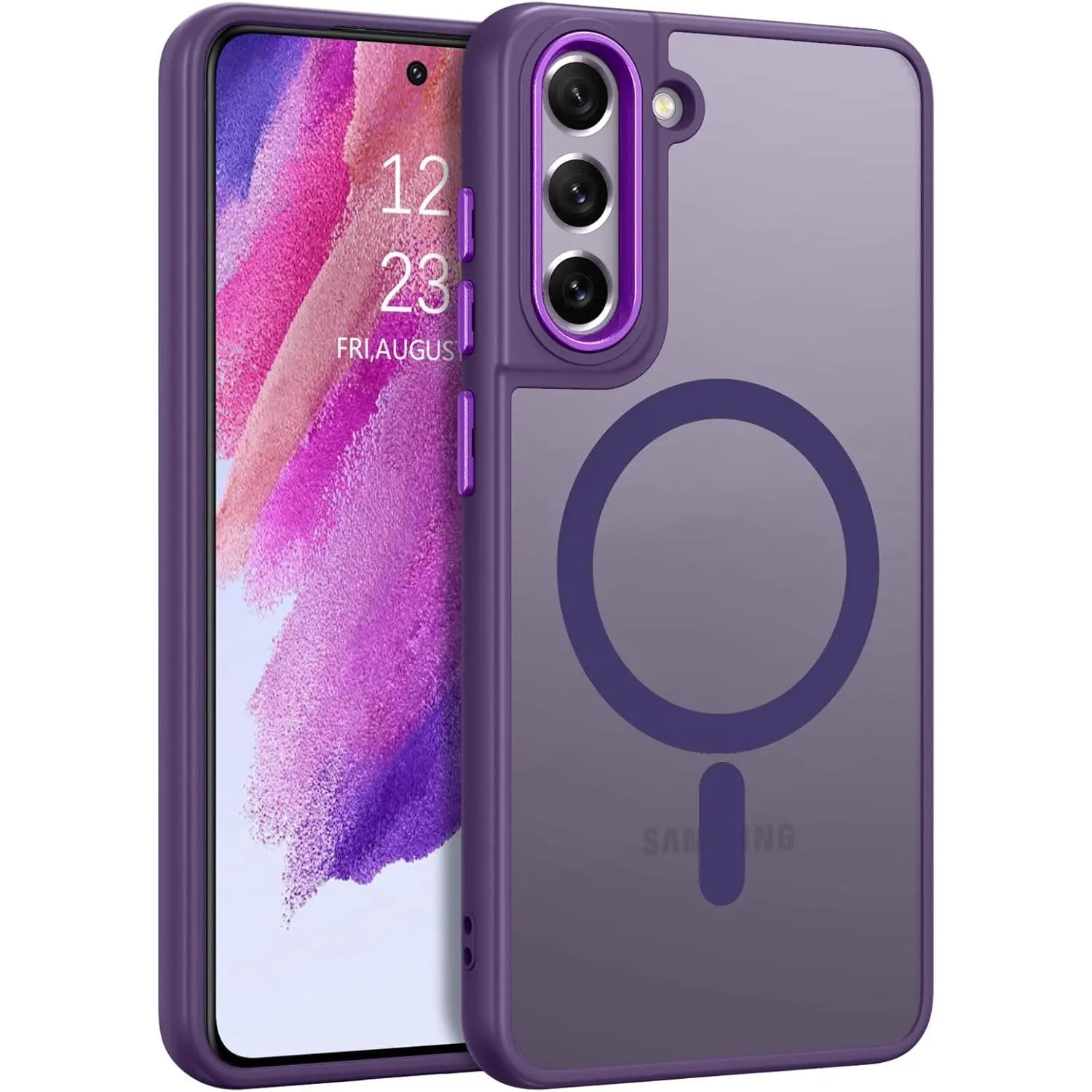 Design for  Galaxy S21 FE Case [Compatible with Magsafe], Translucent Matte  Full Protective Shockproof Cover Anti-Scratch Phone Case for Galaxy S21 FE 5G, Deep Purple