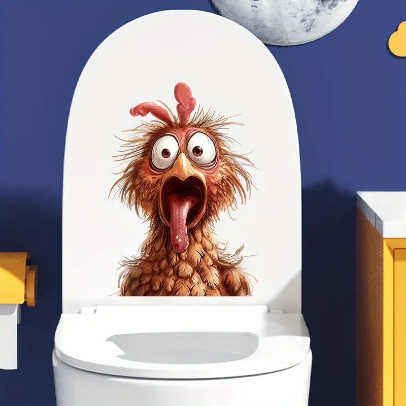 Funny Animal Toilet Sticker, Creative Bathroom Decor, Home Refrigerator Washing Machine Window Luggage Box Decoration, Fun Sticker Set