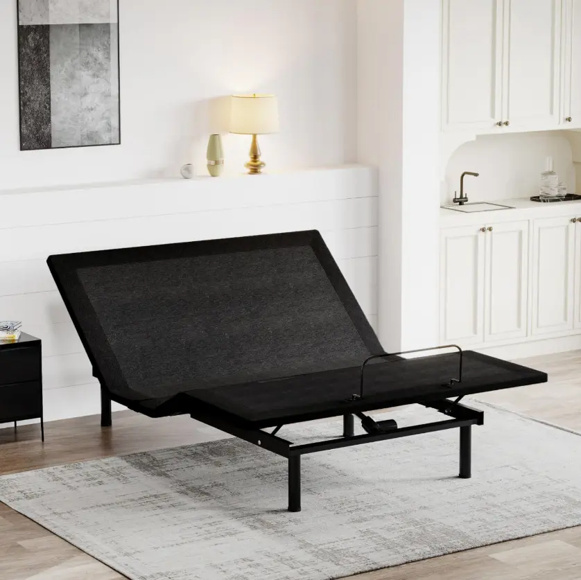 EGO Adjustable Bed Base Frame, Independent Head and Foot Incline, Wireless Remote, Zero Gravity Modern Interior, Electric Foldable Metal Design
