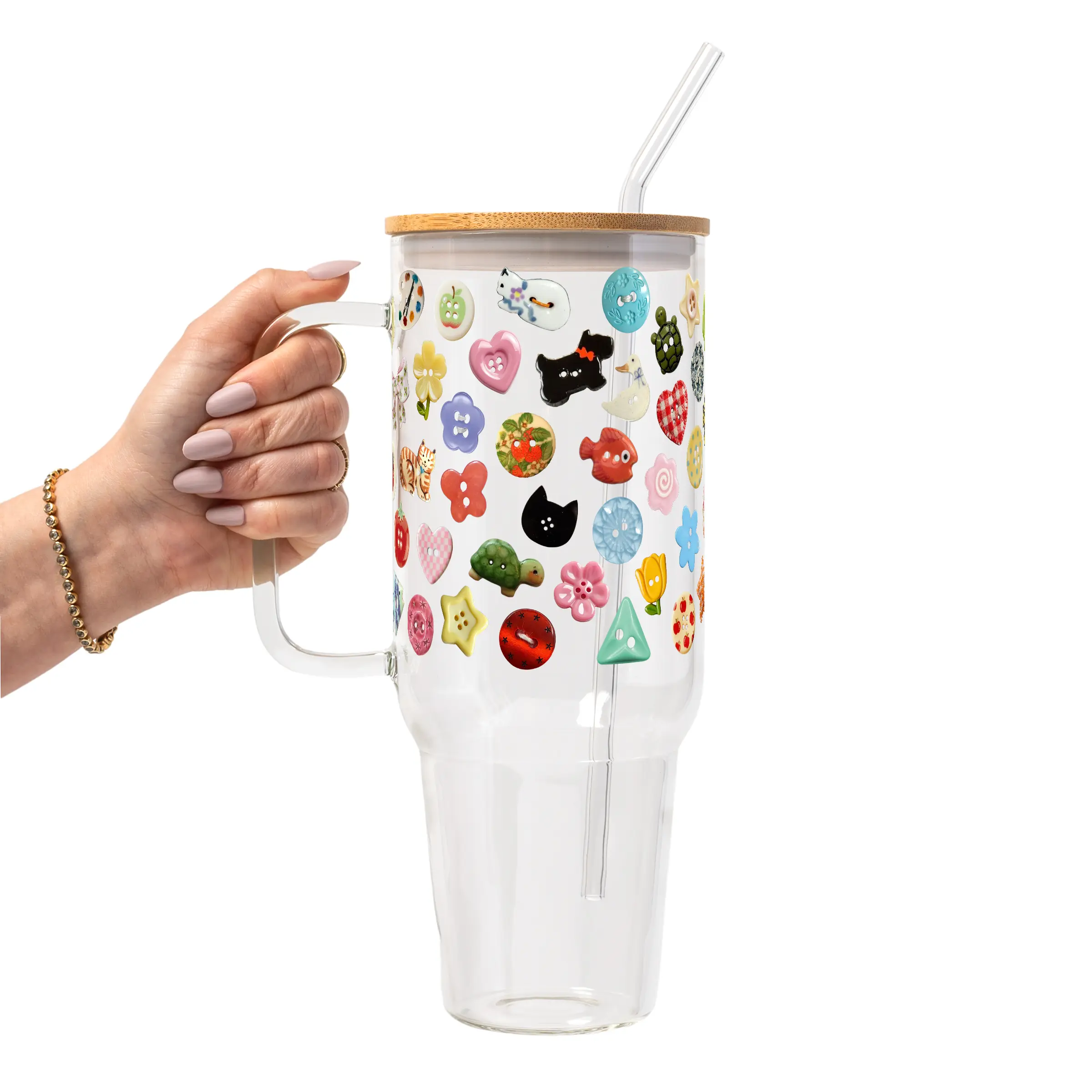 Trinket Core, Whimsy Goth, Cutie Buttons, Y2K Retro & Cherry Dice Glass Cups & Iced Coffee Tumblers