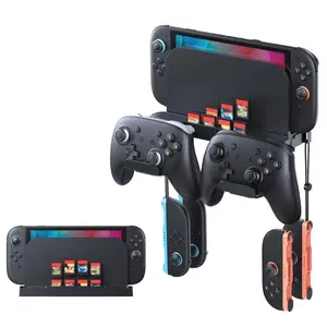 [Applicable to Switch 2/1/OLED Universal Model] 2025 Nintendo Switch 2 Metal Wall Mount Bracket (enables Switch 2 to be mounted behind the TV)/Switch 2/Switch/Switch OLED Storage and Shelving Rack, featuring 10 game card slots and controller hooks