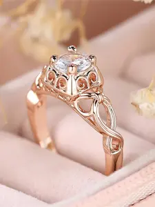 Geometric Round  Rings for Women & Girls Zirconia Inlay Luxury  Exquisite  DesignWedding Engagement Ring Daily Wear Jewelry Accessory for All Seasons