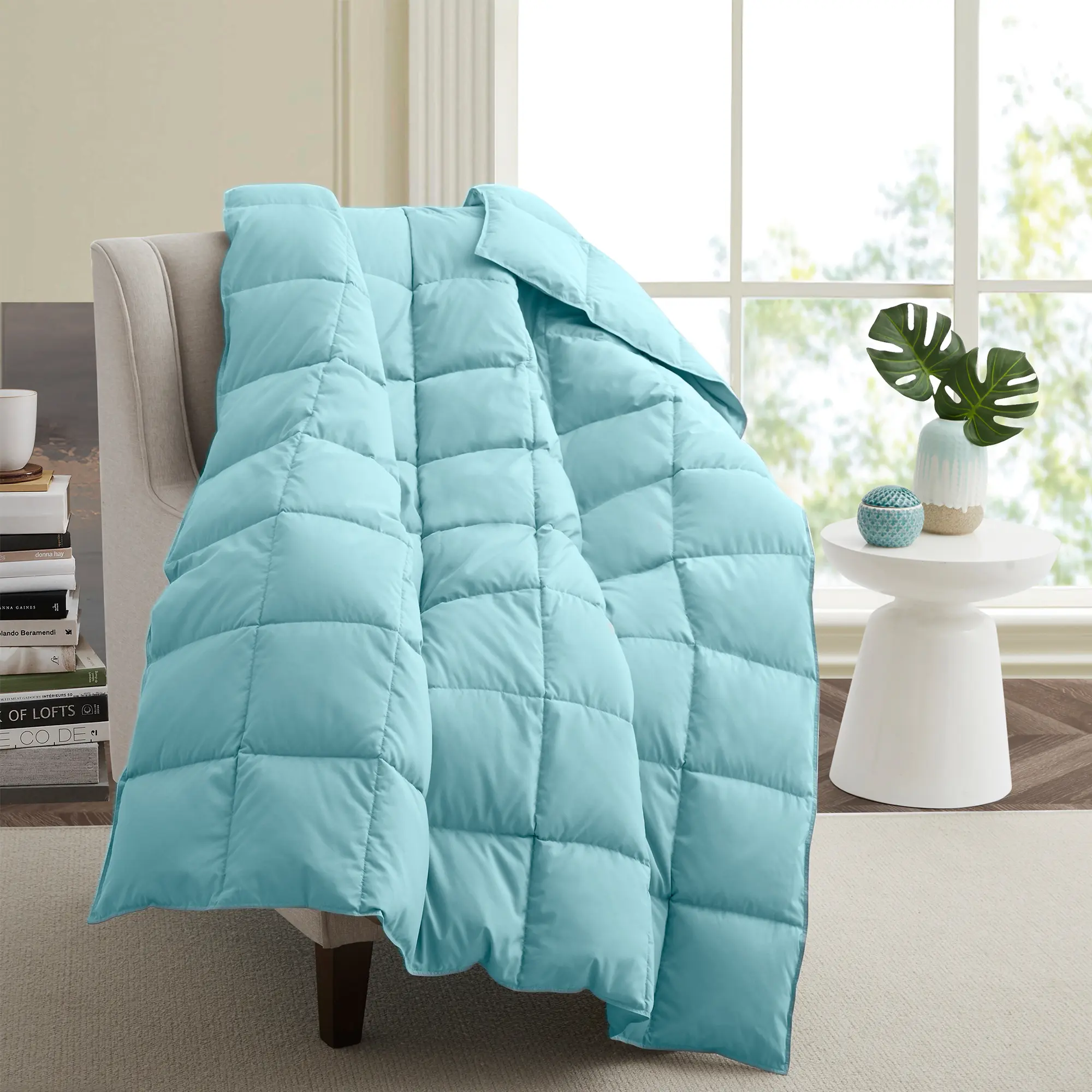 Bafode Soft Feather Down Throw Blanket Lightweight Packable Couch Throw for Indoor and Outdoor Use