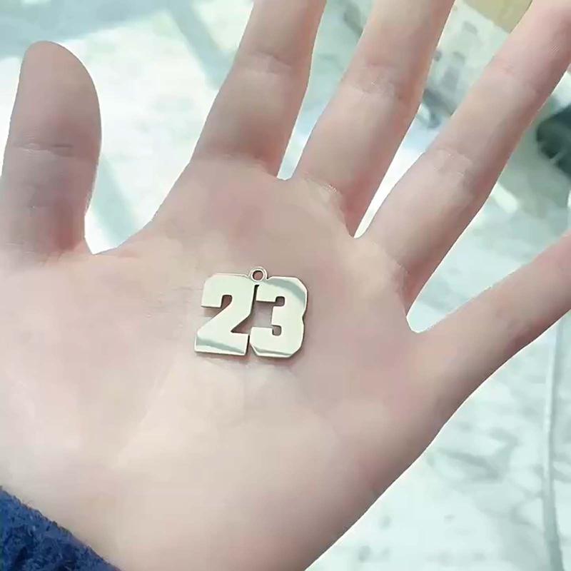 Number Necklace 0-99 Silver Stainless Steel Athlete Memorial Number Daily Match