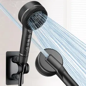 Shower Head Set, Handheld Showerhead Set, 3 Counts/set Including 4-Mode Handheld Shower Head, 1.5m Hose & Punch-Free Shower Bracket, Modern Bathroom Shower Equipment, Shower Head Combo
