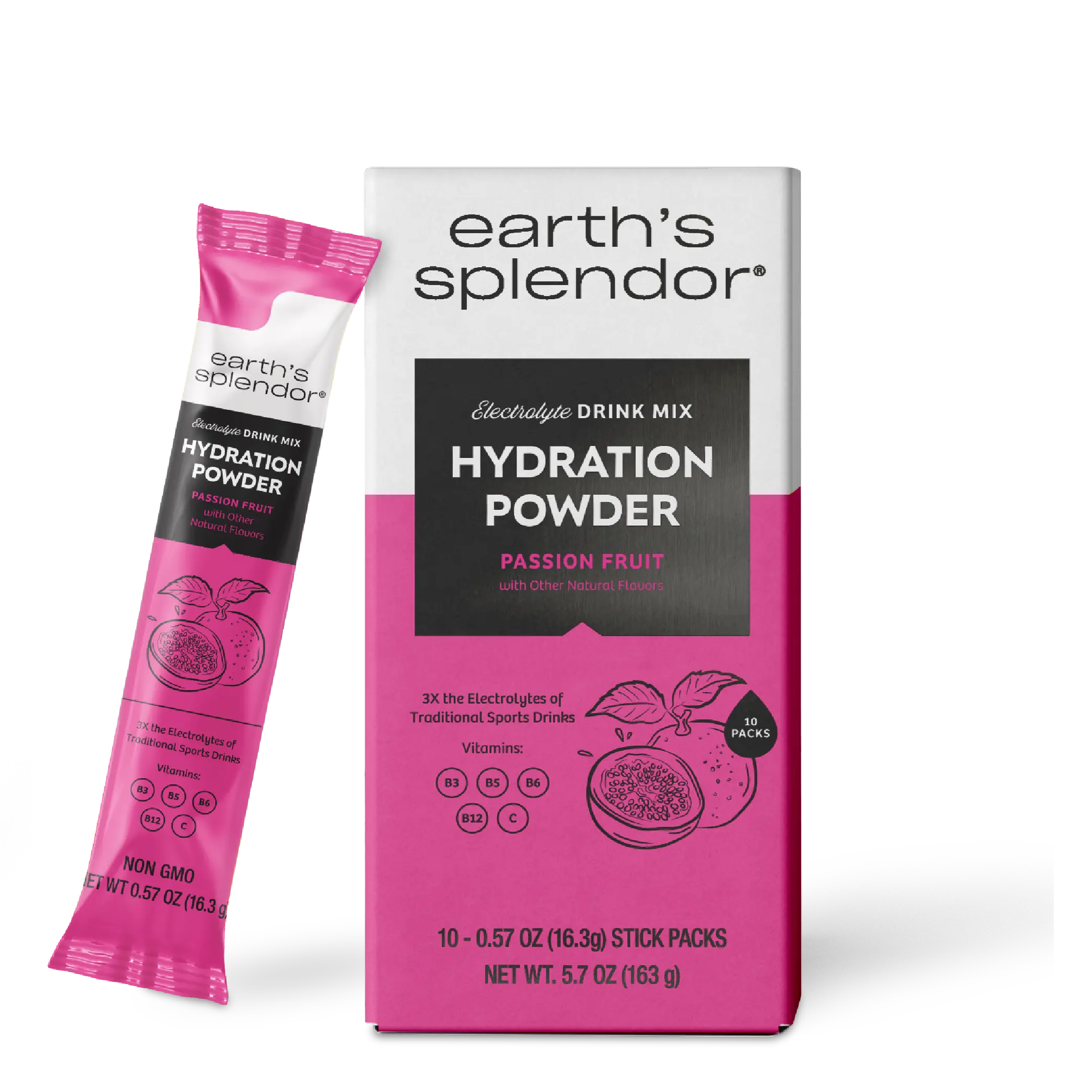 Passion Fruit Hydration Powder, Vitamin-Infused Daily Nutrition Supplement for Wellness Support