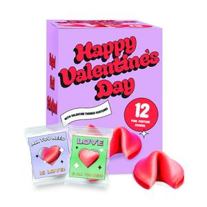 Valentine's Day Fortune Cookies 12-Pack Love Message Cookies for Classroom Treats Galentine's Day Gifts Vanilla Flavored Crisp Individually Wrapped