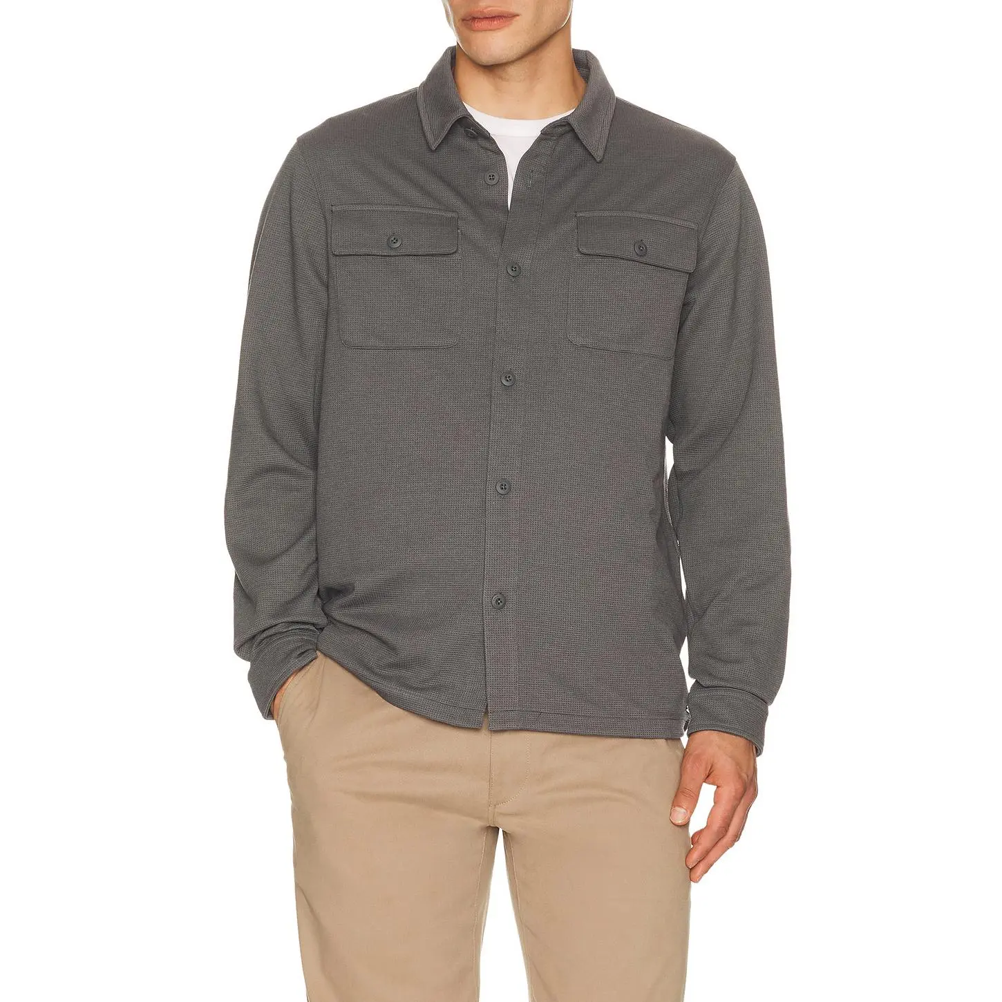 Vuori Waffle Shirt Jacket in Dark Pewter