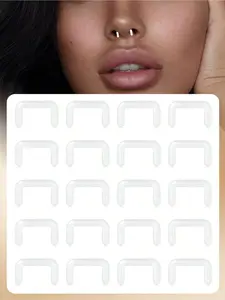 20Pcs 14G/16G Flexible Transparent Septum Retainer, Nose Ring Jewelry, Acrylic Plastic U-Shaped Septum Piercing Retainer, For Professional Use