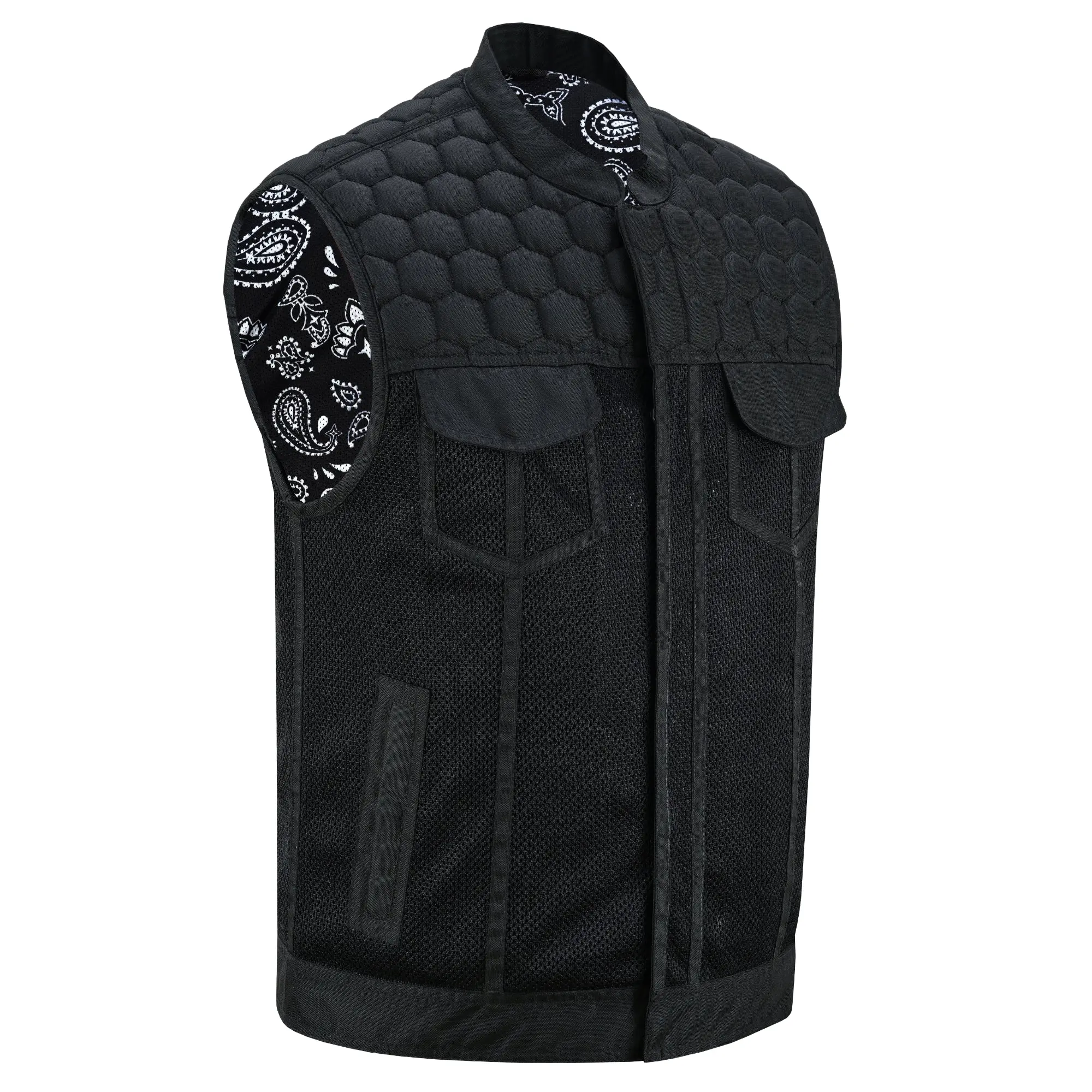 DANIEL SMART Mesh Rave™ Men's Textile Motorcycle Vest, Motorcycle Protective Gear for Riders