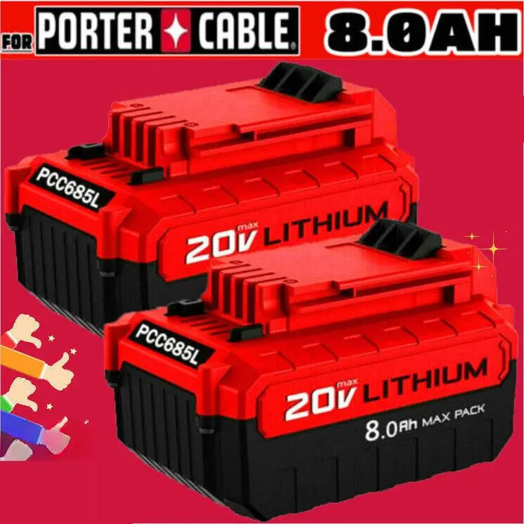 New PACK 20 Volt 8.0Ah Lithium-ion Battery for Porter Cable 20V MAX countC685L countC68