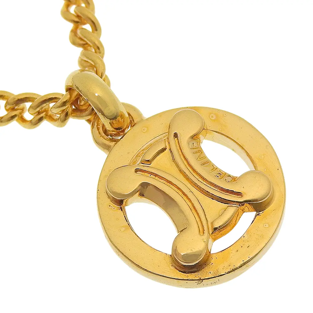 Pre-owned Celine Gold-plated Small Leather Goods Triomphe Necklace