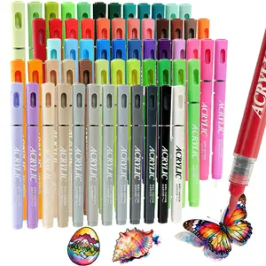 24/36/48/60 Color Acrylic Paint Markers Set, Art Markers Pen, Soft Brush Tip, Auto Control Ink, Flexible Waterproof Tips, Painting & DIY Crafts