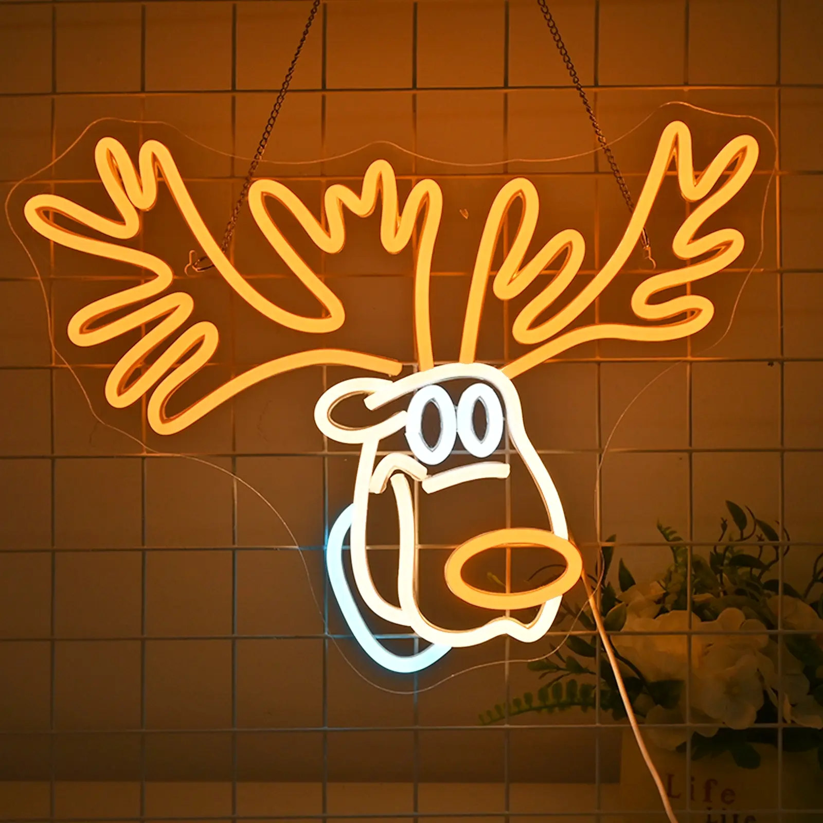 1pcs Christmas Reindeer Neon Light, LED Neon Lights, Colorful LED Wall Mount Lamp, USB Powered, Home Office Store Window Decor, Holiday Gift