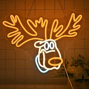 1pcs Christmas Reindeer Neon Light, LED Neon Lights, Colorful LED Wall Mount Lamp, USB Powered, Home Office Store Window Decor, Holiday Gift