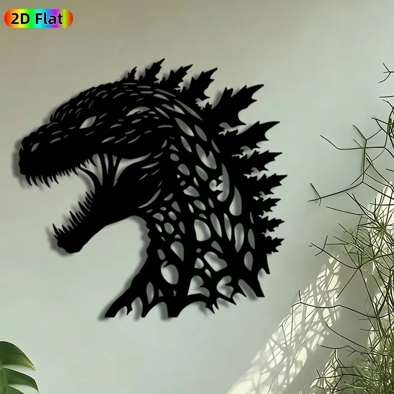 1pc Godzilla Head Metal Wall Art, Roaring Godzilla Mural, Artistic Metalwork, Decoration Items, Modern Design, Perfect for Housewarming, Fathers Day Decor, Modern Home Decor, Living Room, Patio Wall Decor, Ideal Gift for Monster Movie Enthusiasts