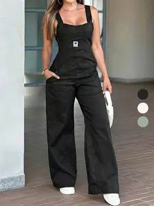 New Spring Autumn Women's Overalls, Vintage & Cool Style, Casual Fitted Pants, Plain Pattern, All Seasons Wear