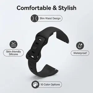 Universal Silicone Watch Band, 20mm Connector, Slim Design, Compatible with Samsung, Huawei, Xiaomi, Amazfit, Garmin, Redmi Smartwatches